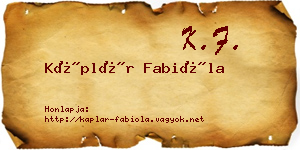 Káplár Fabióla névjegykártya